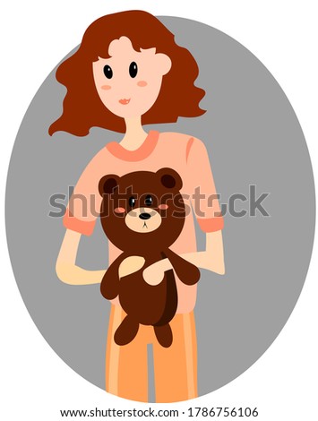 Stock fotó: Young Girl Going To Sleep With Her Favorite Toy A Teddy Bear