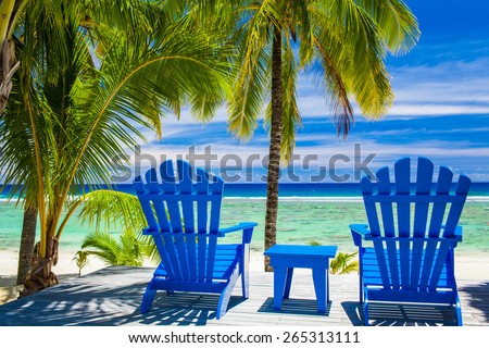 Stock fotó: Palm Trees On An Amazing Beach Front