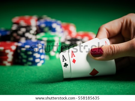 Stock fotó: Woman Playing Poker