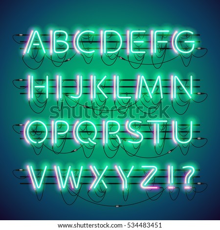 Stock photo: Green Club Neon Lights Typeset Vector