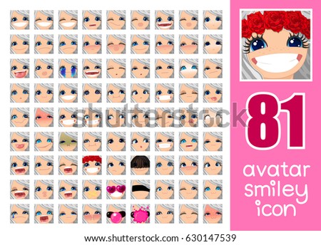 Vector Set 81 Avatars For Girl Zdjęcia stock © VetraKori