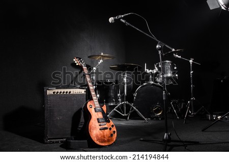 Stock fotó: Set Of Musical Instruments During Concert