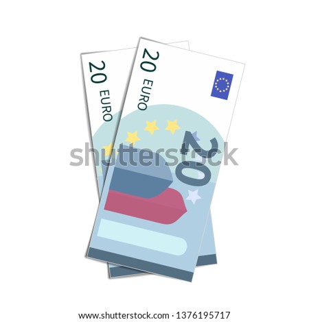 Сток-фото: Couple Of Simple Twenty Euro Banknotes On White
