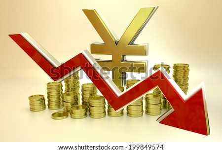 Stok fotoğraf: Concept Illustration Of Japanese Yen Crisis