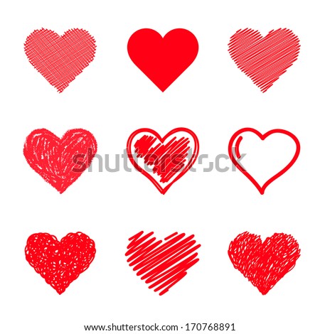 Chalk Drawn Collection Of Valentine Hearts [[stock_photo]] © iktash