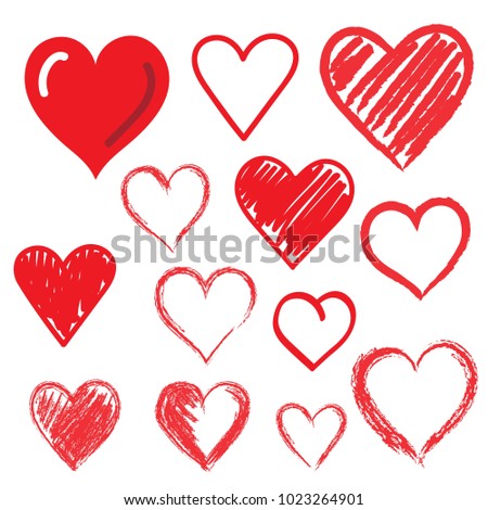 Color Chalk Drawn Valentine Hearts [[stock_photo]] © iktash