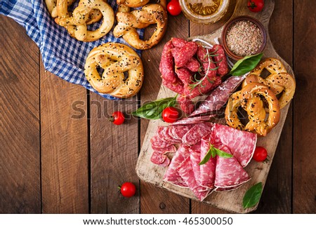 ストックフォト: German Pretzels And Sausages