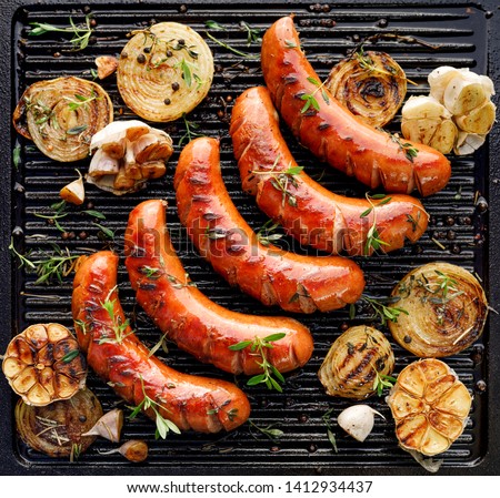 Stok fotoğraf: Grilled Sausage And Vegetables