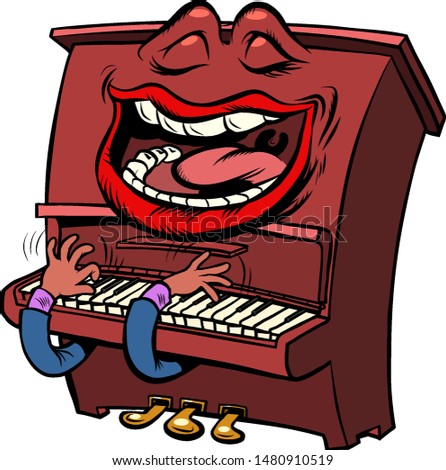 Joyful Emoji Character Emotion Piano Musical Instrument Stok fotoğraf © rogistok
