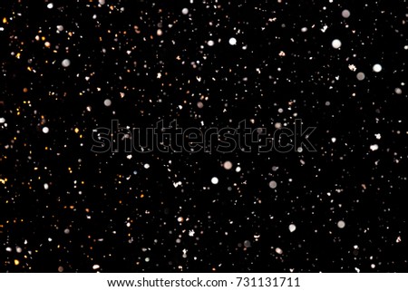 ストックフォト: Closeup Snowfall On Black Backdrop