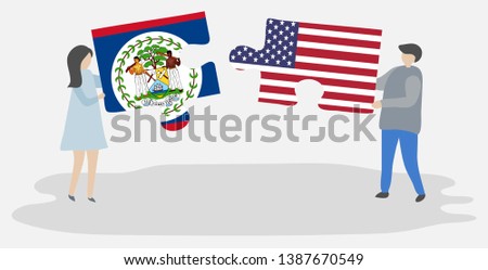 Stock fotó: Usa And Belize Flags In Puzzle