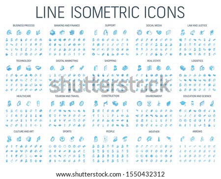 Foto stock: Design Outline Isometric Icons