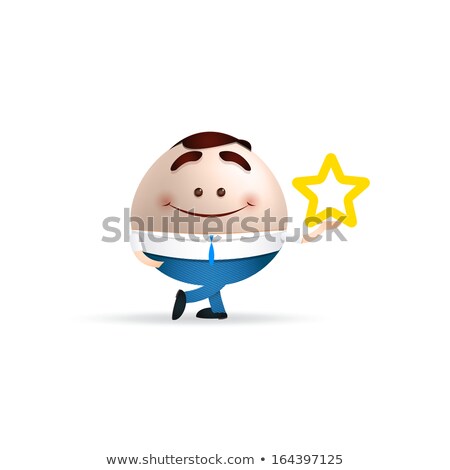 Foto stock: Funny Cartoon Businessman Holding A Favorite Star