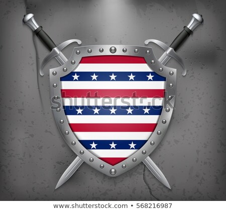 Stockfoto: Two Crossed Swords That Are Behind The Shield