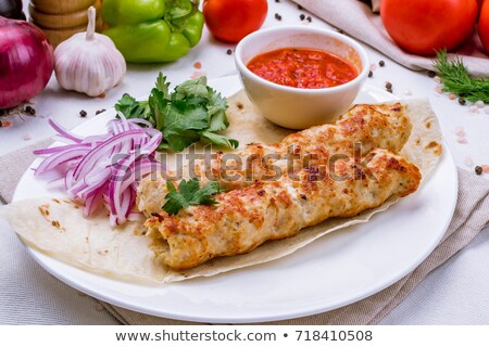 Stock fotó: Chicken Kebab And Vegetables