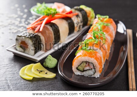 Сток-фото: Set Of Rolls With A Salmon And Eel Isolated