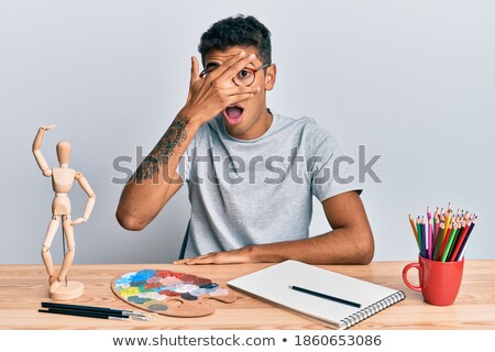 Stock photo: Boy Paint On Face Looking Shocked