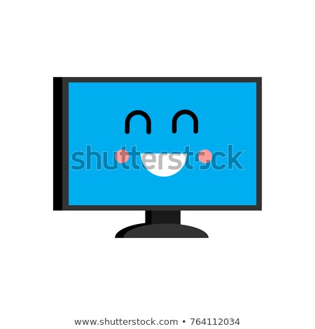 Happy Computer Emoji Merry Pc Avatar Vector Illustration Сток-фото © MaryValery