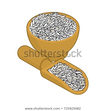 Basmati Rice In Wooden Bowl Isolated Groats In Wood Dish Grain Foto stock © MaryValery