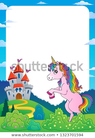 Foto stock: Unicorn Near Castle Theme Frame 4