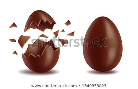 Foto stock: Realistic Chocolate Eggs Set Broker Exploded And Whole Sweet Tasty Eggshell Easter Symbol Vecto