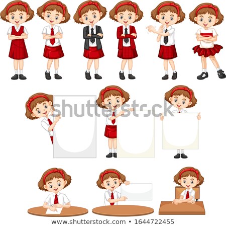 Foto stock: Set Of Happy Children Doing Different Things