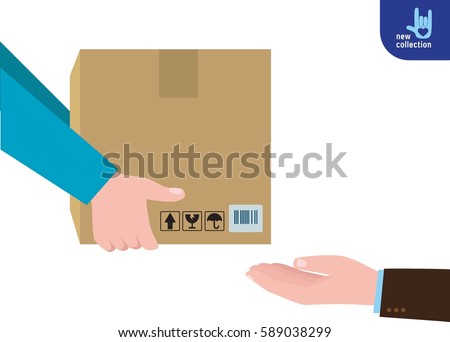 Stock fotó: Image Of Businessman Hand Holding Cardboard Box And Sending A Re