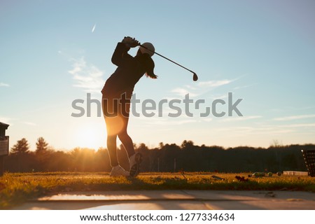 Сток-фото: Golfer At Sunset