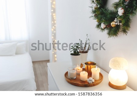 Stock photo: Cozy Bedroom With Burning Lamp