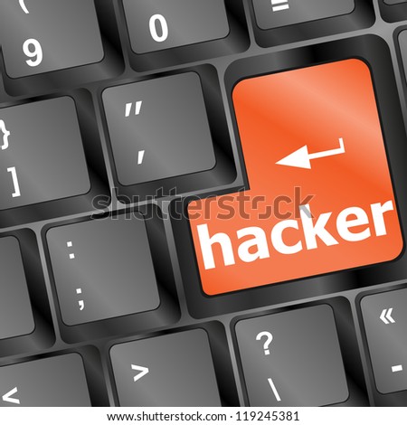 Сток-фото: Hacker Word On Keyboard Attack Internet Terrorism Concept