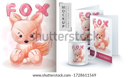 Watercolor Fox Poster And Merchandising ストックフォト © rwgusev
