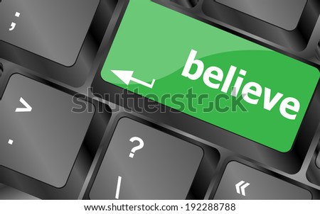 Social Media Key With Believe Text On Laptop Keyboard Stockfoto © fotoscool