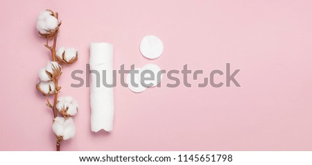 Stockfoto: Branch Of Cotton Plant Eared Sticks Cotton Pads