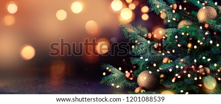 [[stock_photo]]: Evergreen Branch Of Christmas Background