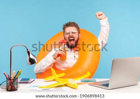 Stock photo: Travel Agency Manager Relaxed Sitting At The Table