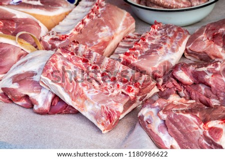 Stock photo: Raw Chopped Meat Ready For Sale In Local Farmers Market