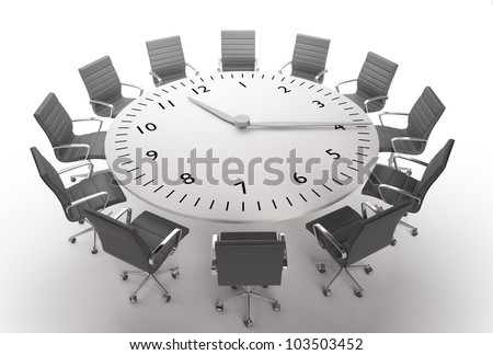 [[stock_photo]]: Round Table With A Large Clock Face