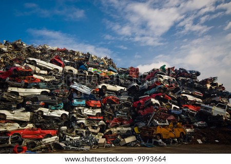 Сток-фото: Scrap Car Recycle Yard With Lots Of Old Crushed Cars