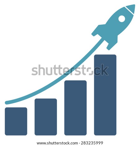 Stock photo: Startup Sales Flat Cyan And Blue Colors Rounded Glyph Icon