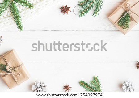 Stok fotoğraf: Christmas Background With Frame For Photo