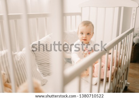 Girl In A Cradle Among The Pillows Foto stock © Stasia04