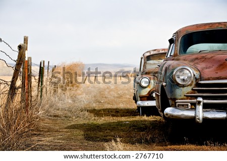 Foto stock: Two American Vintage Automobiles