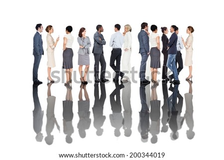 Stock fotó: Side View Of Standing Mixed Race Business Colleagues Discussing Over House Model In Modern Office