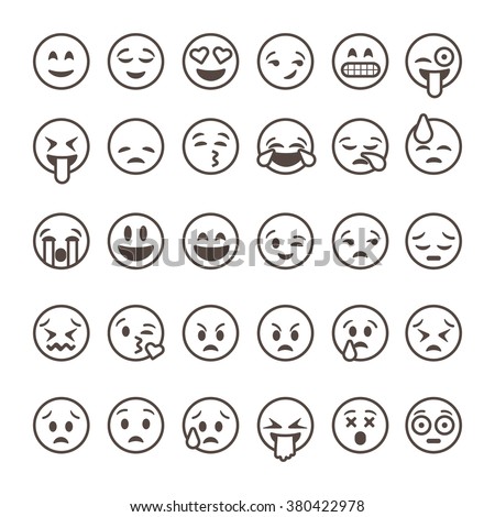 Stockfoto: Funny Cute Emoticon Outline