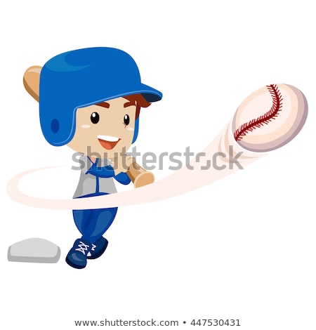 Foto stock: Cartoon Girl Hitting A Baseball