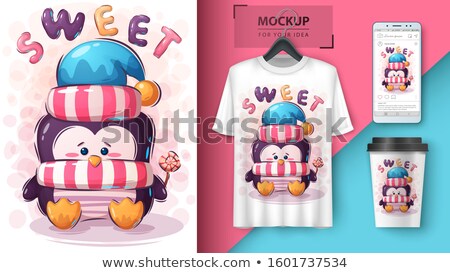 Penguin With Candy Poster And Merchandising ストックフォト © rwgusev