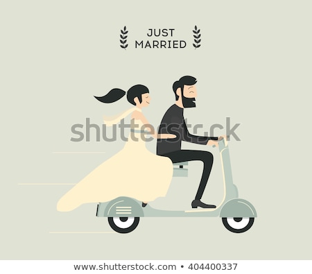 Сток-фото: Wedding Couple On A Motorbike