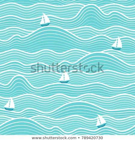 Сток-фото: Seamless Sea Pattern With Boats On Waves