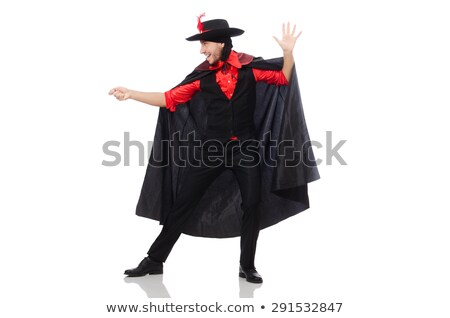 Stock photo: Young Man In Carnival Coat With Sword Isolated On White