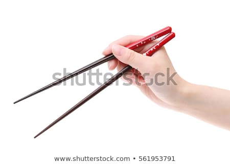 Foto stock: Red Chopsticks With Flower Pattern